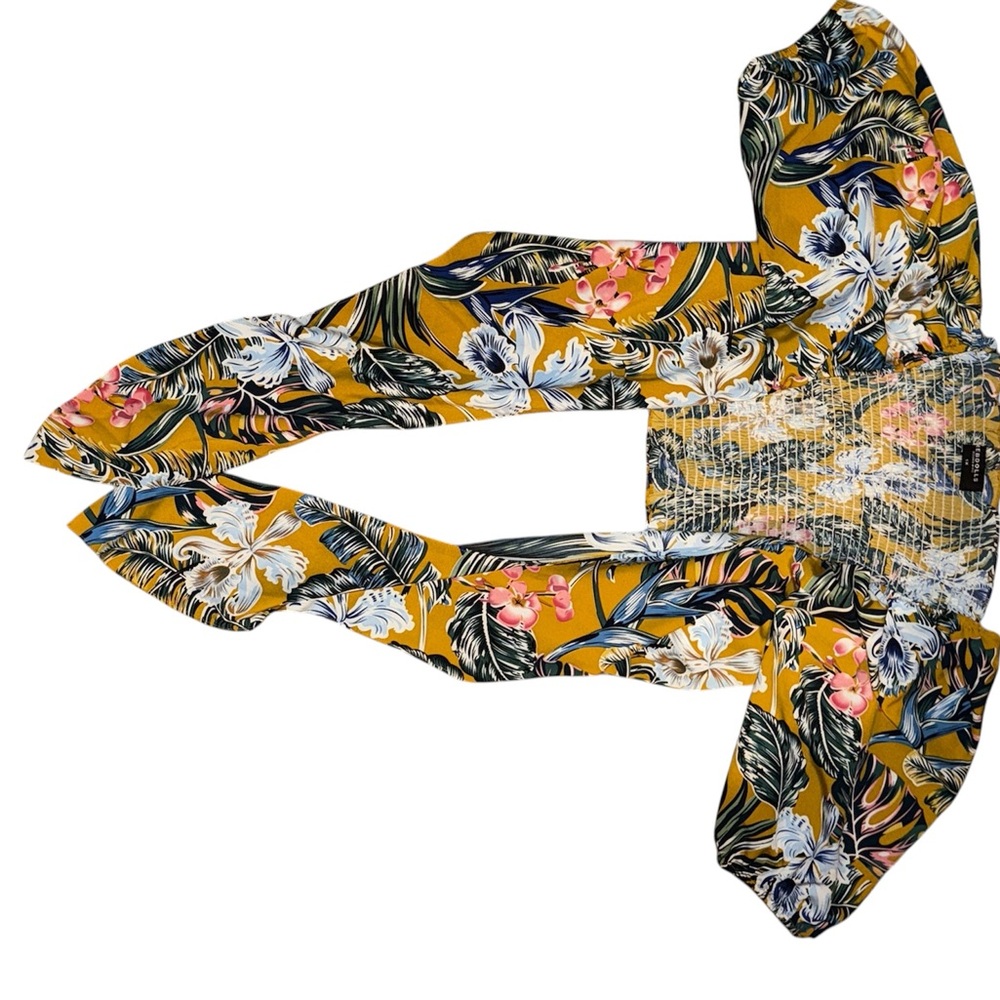 Rebdolls Mustard Floral Tie-Front Skirt Set - Picture 3 of 5